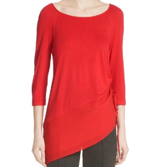 ST. JOHN Jersey & Silk Asymmetrical Top - Picture 1 of 7